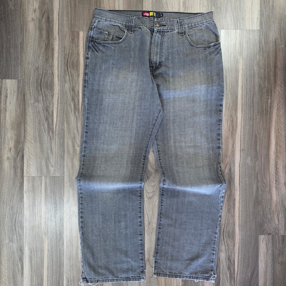 CHD Mens Grey Straight Leg Denim Jeans Size 37x31 Grey‎ Wash Five Pocket Classic